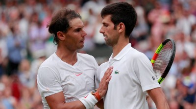 Reacciones de Novak Djokovic a puntazos de Rafa Nadal