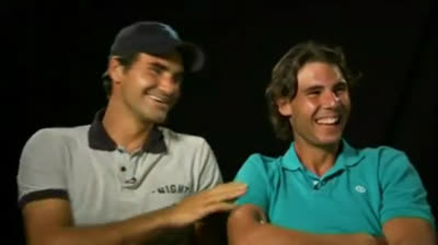 Ataque de risa de Federer y Nadal
