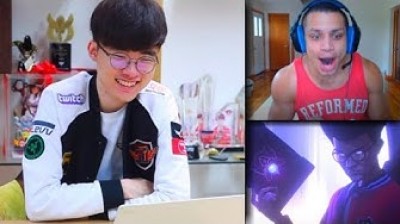 LoL Moments - Faker Reacts to his Own Cinematic RISE ft.Tyler1,TF Blade & BoxBox