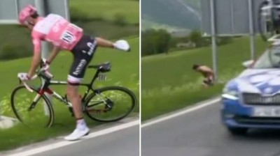 A Tom Dumoulin le da un apretón y casi pierde el Giro