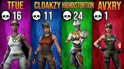Tfue, Cloakzy, HighDistortion & Avxry jugando Fortnite - 52 kills en squads